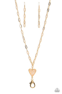 Paparazzi Accessories: Kiss and SHELL - Gold Heart Lanyard