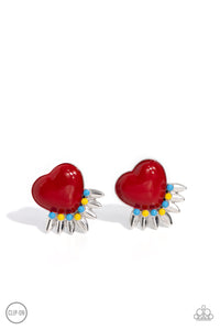 Paparazzi Accessories: Spring Story - Red Heart Clip-On Earrings