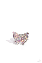 Load image into Gallery viewer, Paparazzi Accessories: High Life Earrings and High Time Ring - Pink Iridescent Butterfly SET