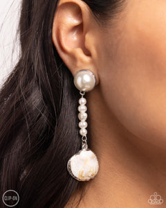 Paparazzi Accessories: Oceanic Occasion - White Clip-On Earrings