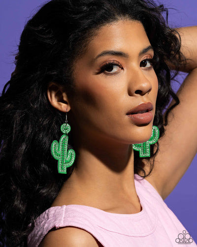 Paparazzi Accessories: Cactus Cameo - Green Earrings