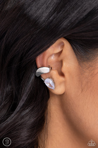 Paparazzi Accessories: Twisting Teardrop - Silver Cuff Earrings
