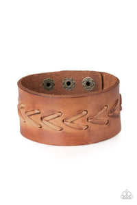 Paparazzi Accessories: Bronco Bravado - Brown Leather Urban Bracelet - Jewels N Thingz Boutique