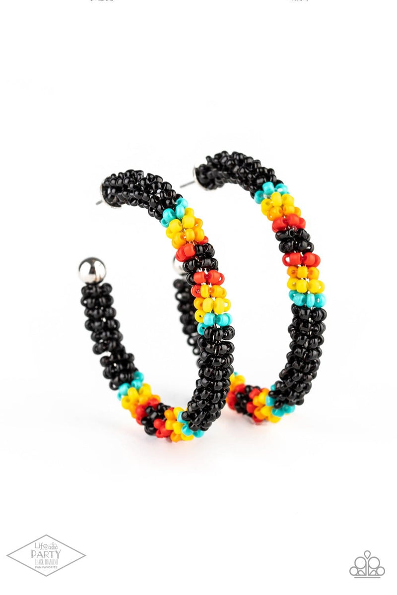 Paparazzi Accessories: Bodaciously Beaded Black Earrings Black