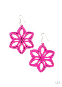 Paparazzi: Bahama Blossoms - Pink Wooden Peacock Earrings - Jewels N’ Thingz Boutique