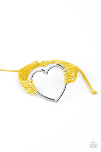 Paparazzi Accessories: Playing With My HEARTSTRINGS - Yellow Knot Bracelet - Jewels N Thingz Boutique