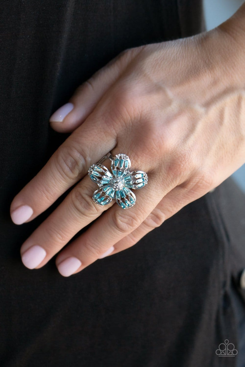 Stretch Ring, Paparazzi outlet Posh Petals Blue Flower Shape Ring