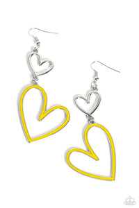 Paparazzi Accessories: Pristine Pizzazz - Yellow Heart Earrings