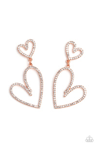 Paparazzi Accessories: Doting Duo - Copper Heart Earrings