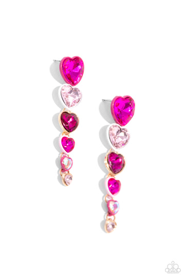 Paparazzi Accessories: Cascading Casanova - Pink Heart Earrings