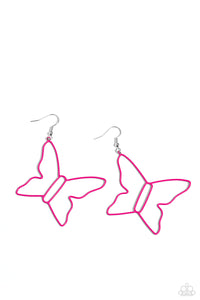 Paparazzi Accessories: Soaring Silhouettes - Pink Butterfly Earrings