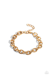 Paparazzi Accessories: Modern Motorhead Necklace and Double Clutch Bracelet - Gold Urban SET