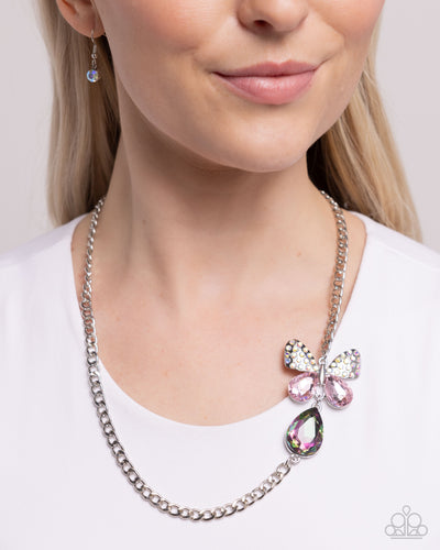 Paparazzi Accessories: Fluttering Finesse - Pink Iridescent Necklace