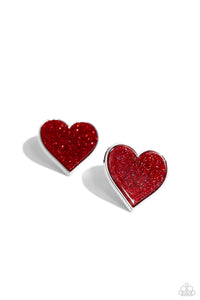 Paparazzi Accessories: Glitter Gamble - Red Heart Earrings