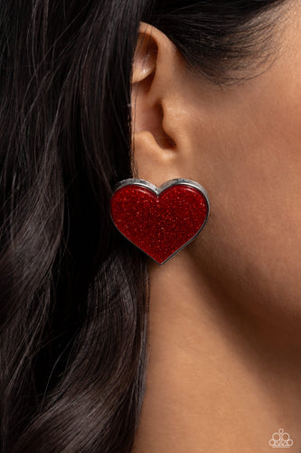 Paparazzi Accessories: Glitter Gamble - Red Heart Earrings