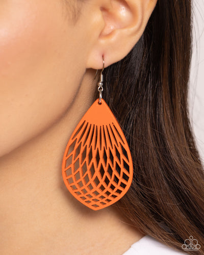 Paparazzi Accessories: Caribbean Coral - Orange Wooden Earrings