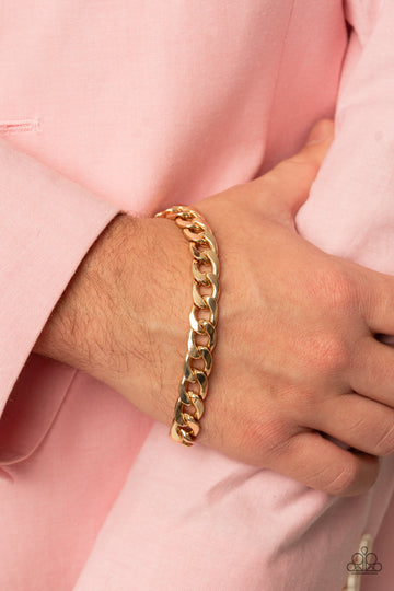 Paparazzi Accessories: Knockout Champ Necklace and Knock, Knock, KNOCKOUT Bracelet - Gold Urban SET