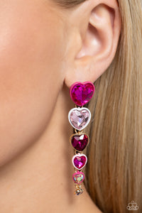 Paparazzi Accessories: Cascading Casanova - Pink Heart Earrings