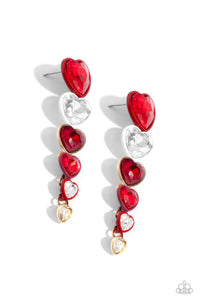 Paparazzi Accessories: Cascading Casanova - Red Heart Earrings