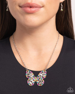 Paparazzi Accessories: Aerial Academy - Green Butterfly Iridescent Necklace