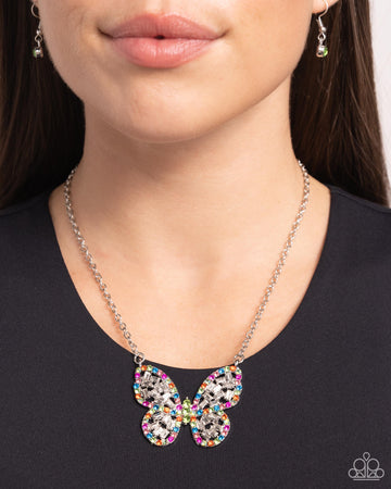 Paparazzi Accessories: Aerial Academy - Green Butterfly Iridescent Necklace
