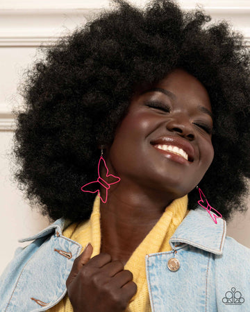 Paparazzi Accessories: Soaring Silhouettes - Pink Butterfly Earrings