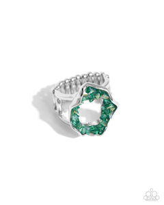 Paparazzi Accessories: Geode Greeting Bracelet and Geode Grace Ring - Green SET