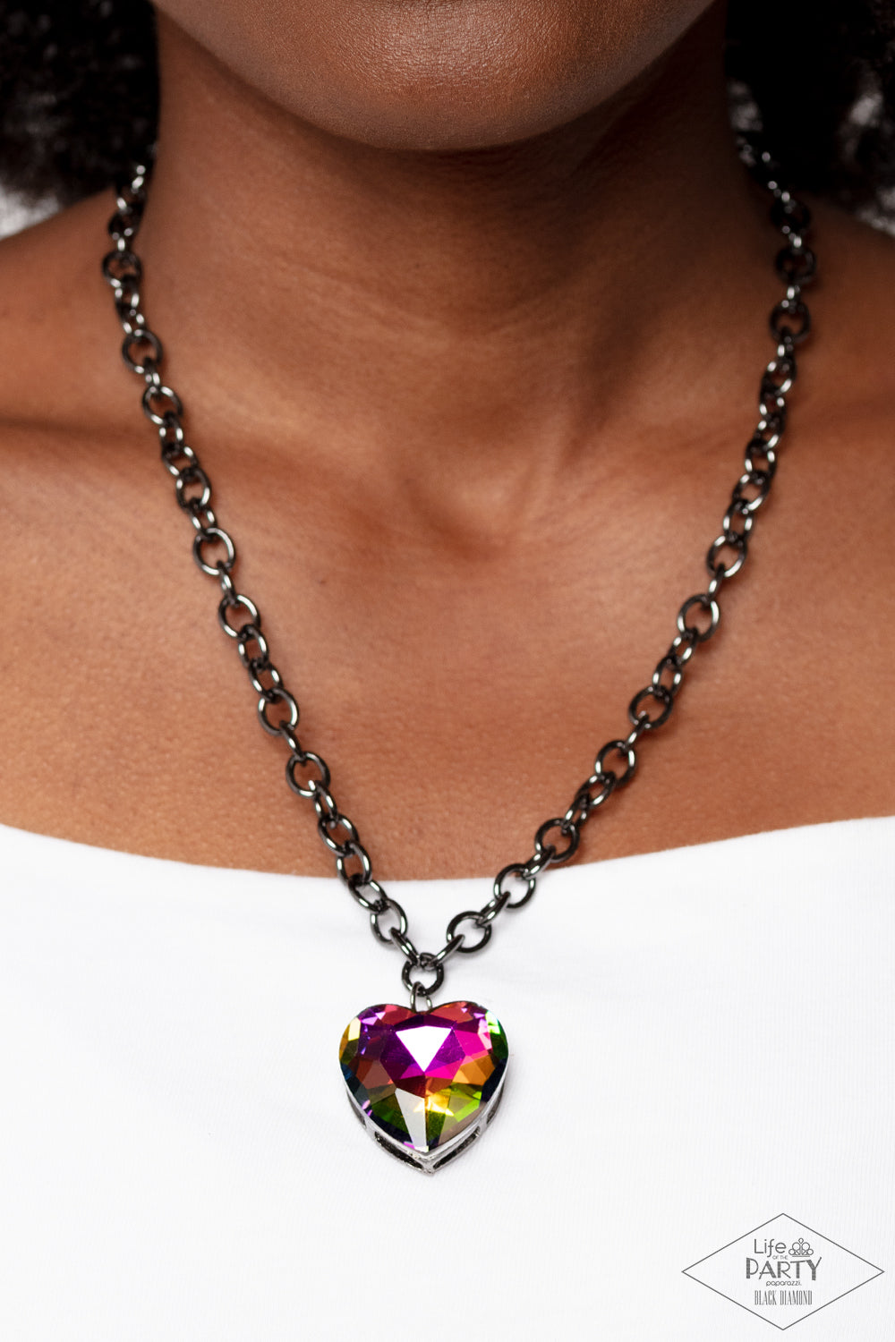 Paparazzi Accessories: Flirtatiously Flashy - Multi Oil Spill Heart Necklace