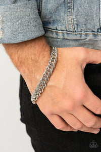 Paparazzi Accessories: Urban Uppercut Necklace and On The Up and UPPERCUT Bracelet - Silver Urban SET