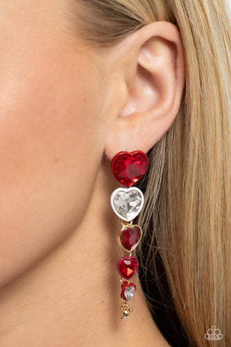 Paparazzi Accessories: Cascading Casanova - Red Heart Earrings