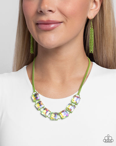 Paparazzi Accessories: I SQUARE to Secrecy - Green UV Gems Necklace