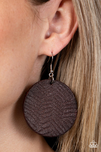 Paparazzi Accessories: Leathery Loungewear - Brown Earrings