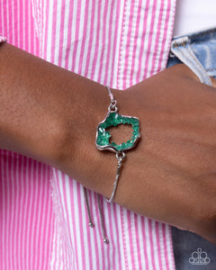 Paparazzi Accessories: Geode Greeting Bracelet and Geode Grace Ring - Green SET