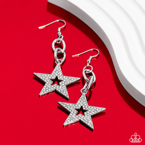 Paparazzi Accessories: Cosmic Celebrity - White Patriotic Earrings