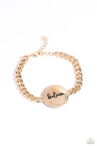 Paparazzi Accessories: Hope and Faith - Gold Inspirational Bracelet
