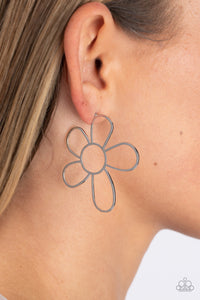Paparazzi Accessories: Rustic Rarity - Silver Oversized Flower Earrings