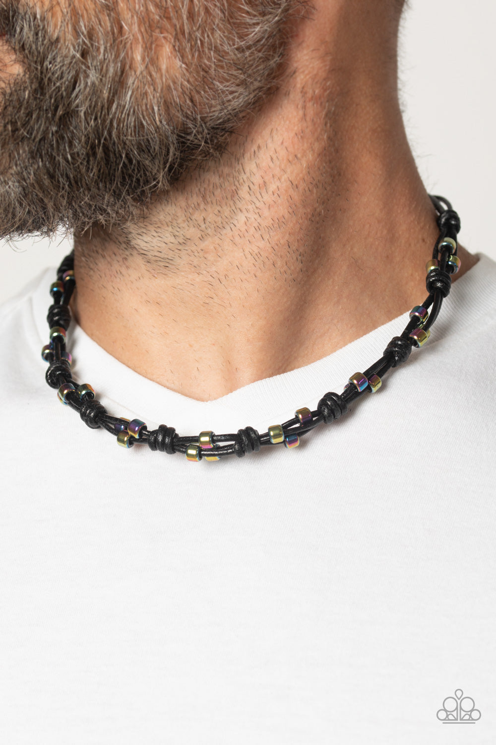 Paparazzi Accessories: Braided Brawl - Multi Oil Spill Urban Necklace