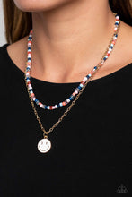 Load image into Gallery viewer, Paparazzi Accessories: High School Reunion - Blue Smiley Face Necklace