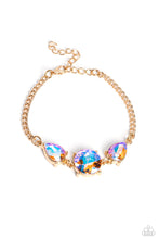 Load image into Gallery viewer, Paparazzi Accessories: Round Royalty Necklace and Twinkling Trio Bracelet - Gold Iridescent SET