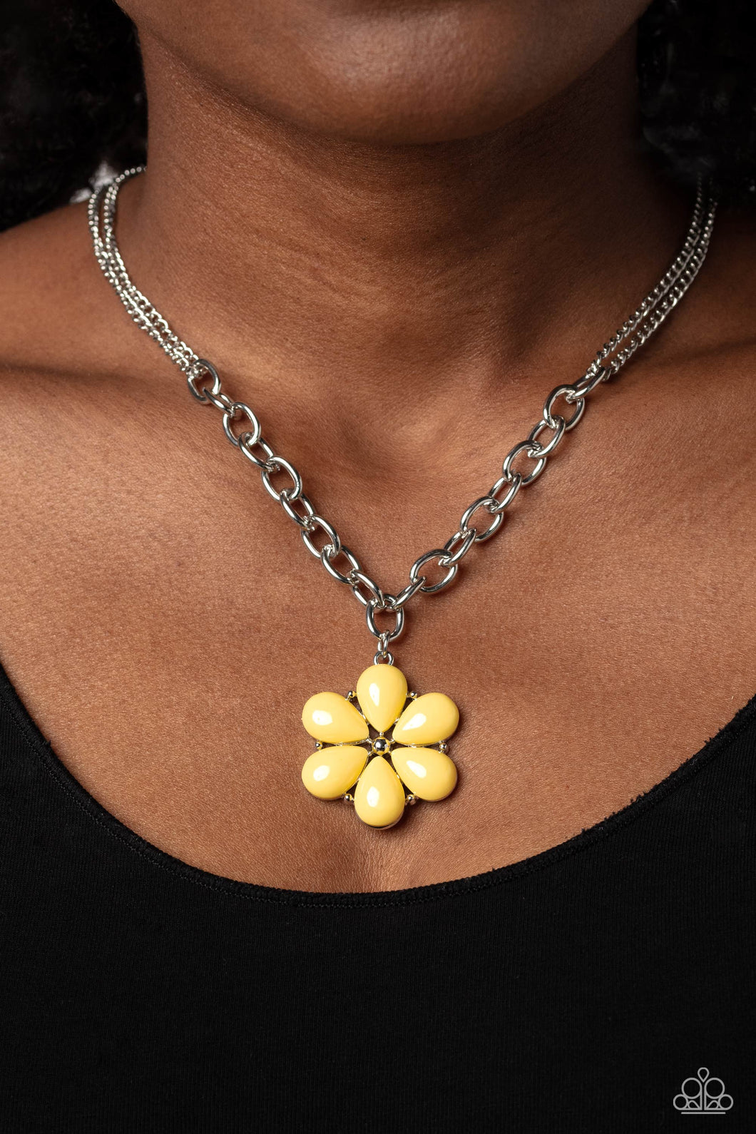 Paparazzi Accessories: Dazzling Dahlia - Yellow Acrylic Necklace