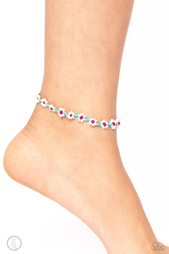 Paparazzi Accessories: Midsummer Daisy - Blue Seed Bead Anklet