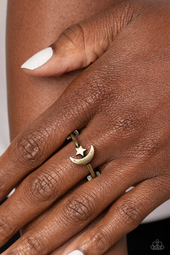 Paparazzi Accessories: Astral Allure - Brass Crescent Moon Ring