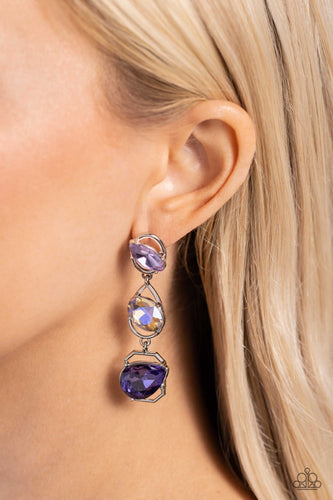 Paparazzi Accessories: Dimensional Dance - Purple UV Shimmer Earrings