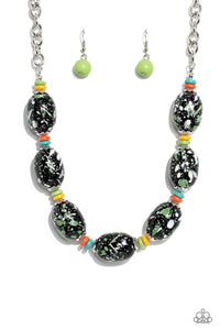 Paparazzi Accessories: No Laughing SPLATTER - Green Necklace