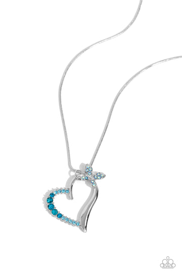 Paparazzi Accessories: Half-Hearted Haven - Blue Butterfly Iridescent Necklace