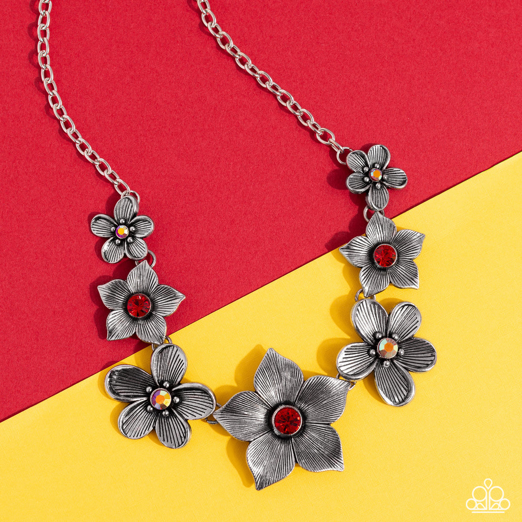 Paparazzi Accessories: Free FLORAL - Red Iridescent Necklace