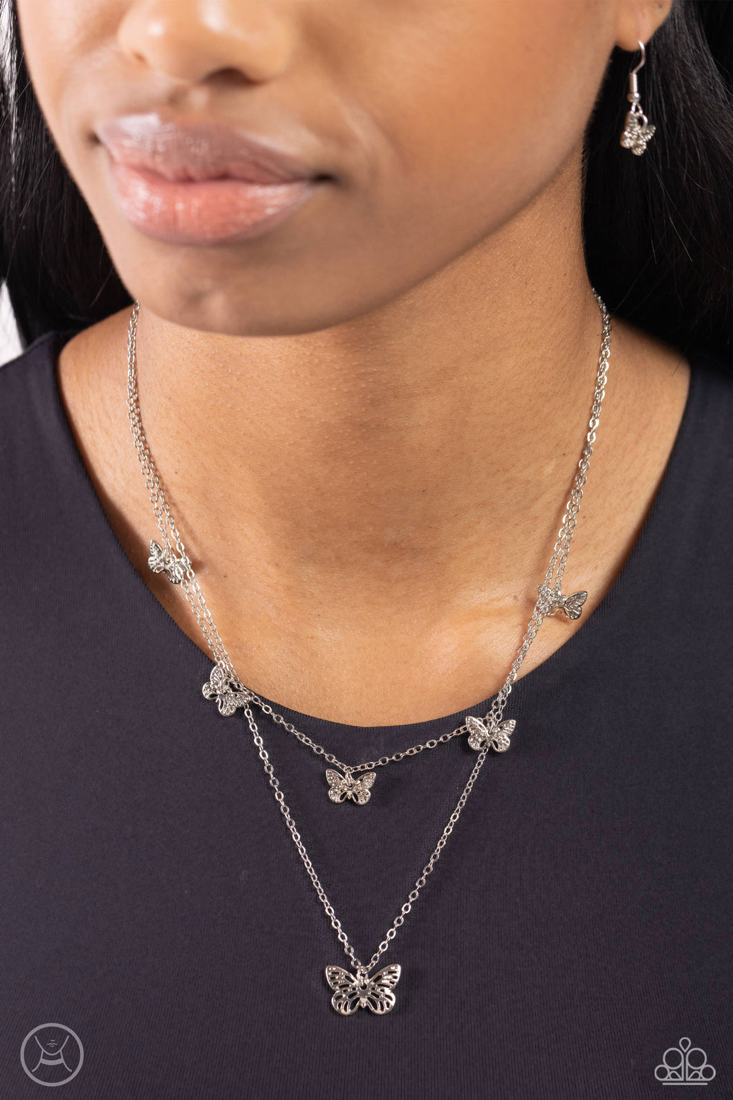 Butterfly Beacon - Silver Choker Necklace
