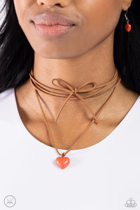 Paparazzi Accessories: Wanderlust Wardrobe - Orange Heart Choker Necklace