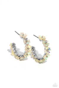 Paparazzi Accessories: Floral Focus - White Iridescent Earrings