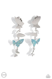 Paparazzi Accessories: Flying Flashy - Blue Iridescent Clip-On Earrings
